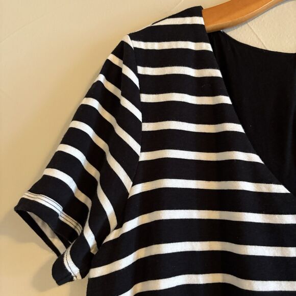 Elevenses Anthropologie Shorts Romper Black White Nautical Stripe‎ Size M - Picture 7 of 15